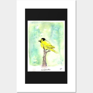 hooded warbler watercolor Posters and Art